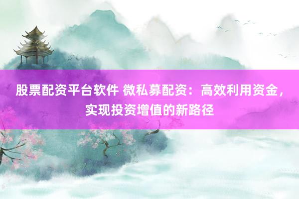 股票配资平台软件 微私募配资：高效利用资金，实现投资增值的新路径