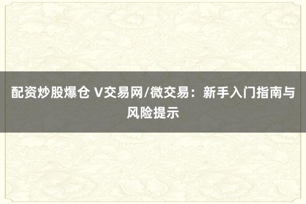 配资炒股爆仓 V交易网/微交易:新手入门指南与风险提示