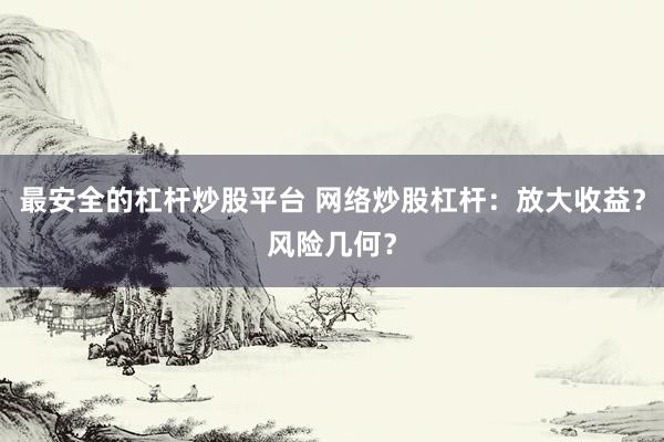 最安全的杠杆炒股平台 网络炒股杠杆:放大收益?风险几何?