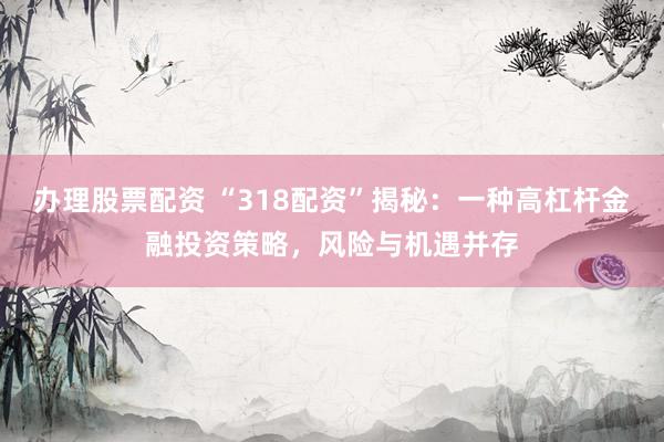 办理股票配资 “318配资”揭秘：一种高杠杆金融投资策略，风险与机遇并存