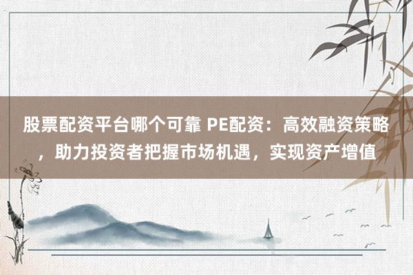 股票配资平台哪个可靠 PE配资：高效融资策略，助力投资者把握市场机遇，实现资产增值