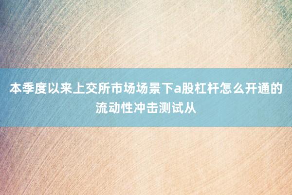 本季度以来上交所市场场景下a股杠杆怎么开通的流动性冲击测试从