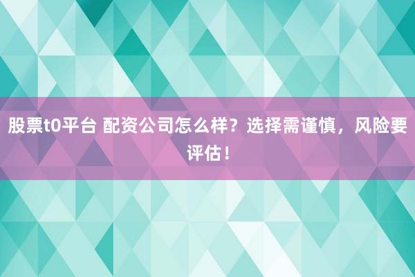 股票t0平台 配资公司怎么样？选择需谨慎，风险要评估！