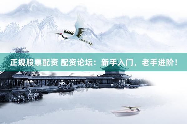 正规股票配资 配资论坛：新手入门，老手进阶！