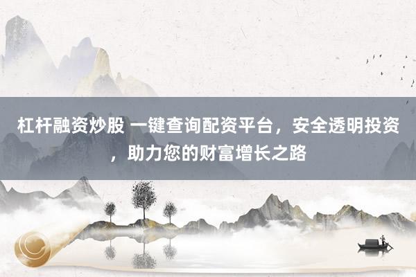 杠杆融资炒股 一键查询配资平台，安全透明投资，助力您的财富增长之路