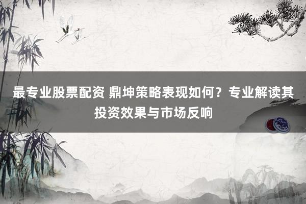 最专业股票配资 鼎坤策略表现如何?专业解读其投资效果与市场反响