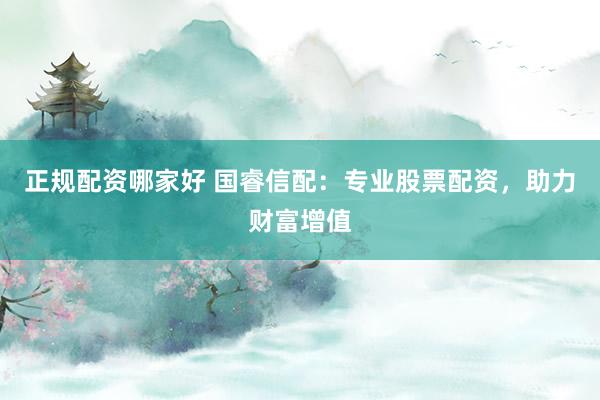 正规配资哪家好 国睿信配：专业股票配资，助力财富增值