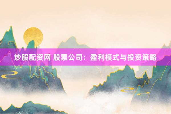 炒股配资网 股票公司：盈利模式与投资策略